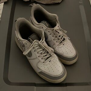 Nike Classic White and Gray Air Force 1 Shoes